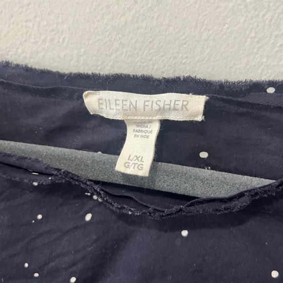Eileen Fisher Top Organic Cotton Voile Splatter Print Black Boxy Kimono Large/XL - Picture 3 of 6